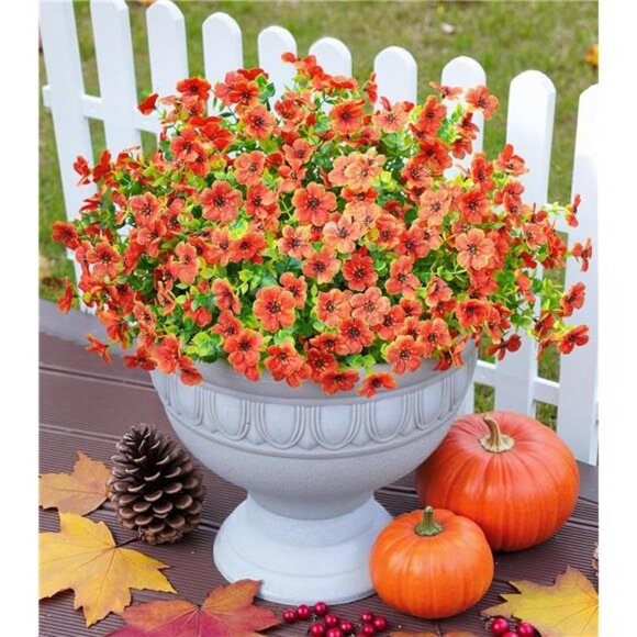 Artificial Fake Fall Mums Flowers Plants for Outdoor Outside Decoration,12Bundle - Picture 6 of 7